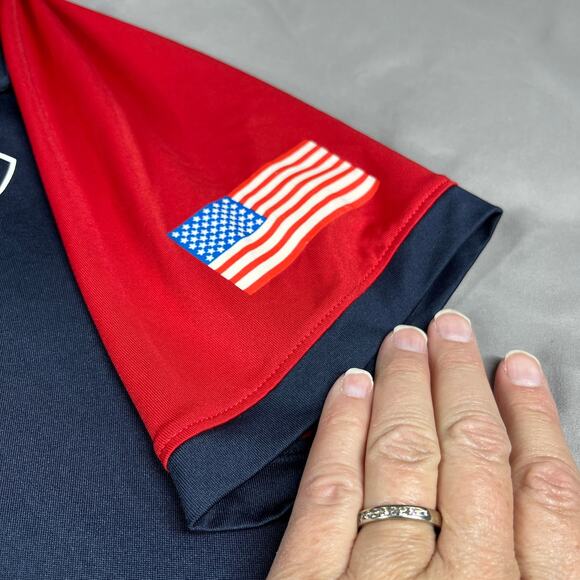 Ariat Shirt Womens Large Team Polo 3.0 USEF Pony Finals Tek USA Equestrian Blue - Picture 6 of 14